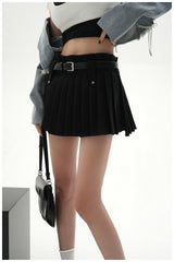waist belt pleated skirt mx0116 