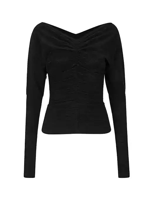off-shoulder ribbon korean tops mx0079 