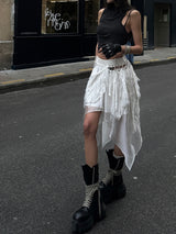asymmetrical metal design skirt mx0128