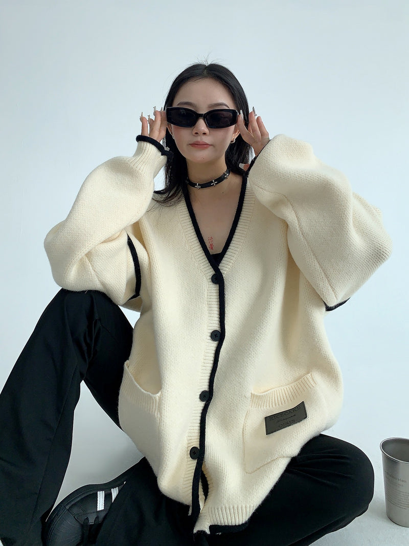 bicolor loose cardigan mx0065 
