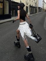 asymmetrical metal design skirt mx0128