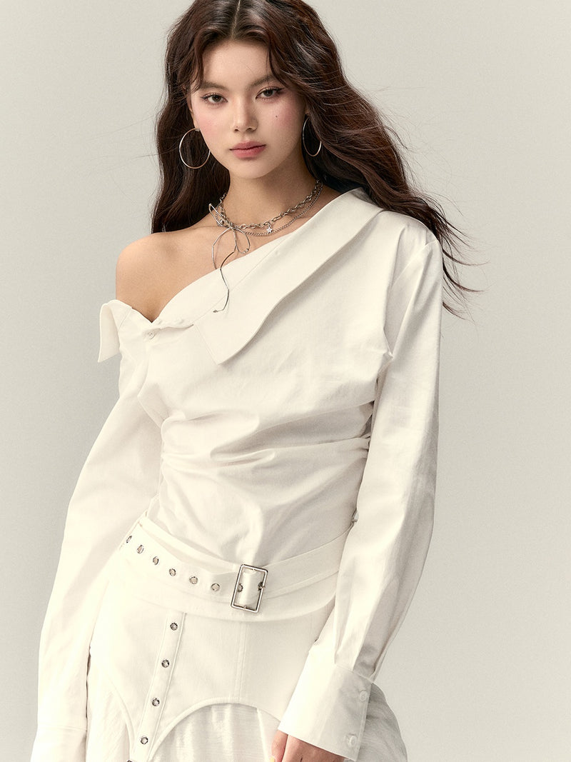 asymmetric buckle design shirt mx0102 