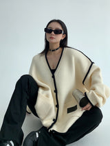 bicolor loose cardigan mx0065 