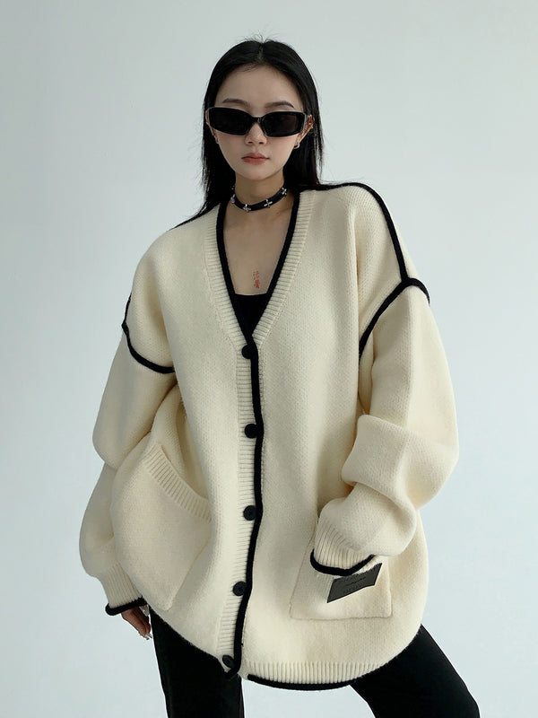 bicolor loose cardigan mx0065 