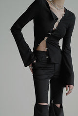 buckle design lady tops mx0098 