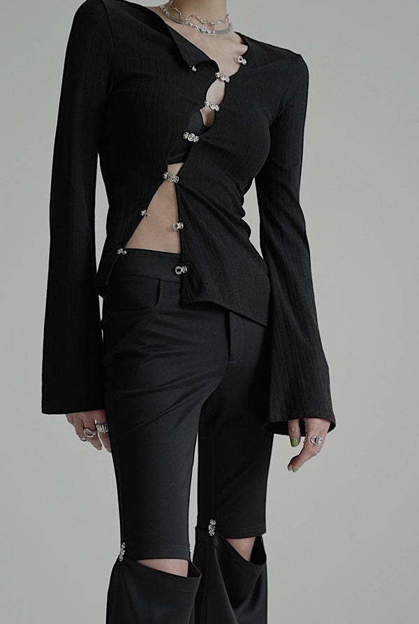 buckle design lady tops mx0098 