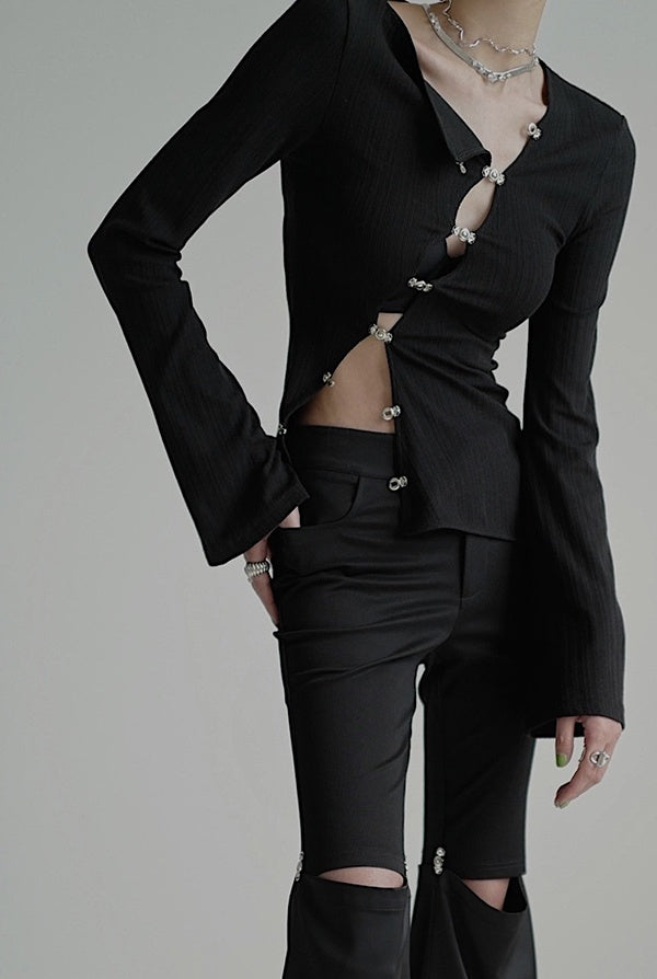 buckle design lady tops mx0098 