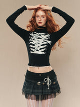 lace up ribbon design high neck tops mx0104 