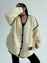 bicolor loose cardigan mx0065 