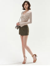 Cross design flare sleeve tops mx0134