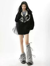 heart gothic zip up knit tops mx0022