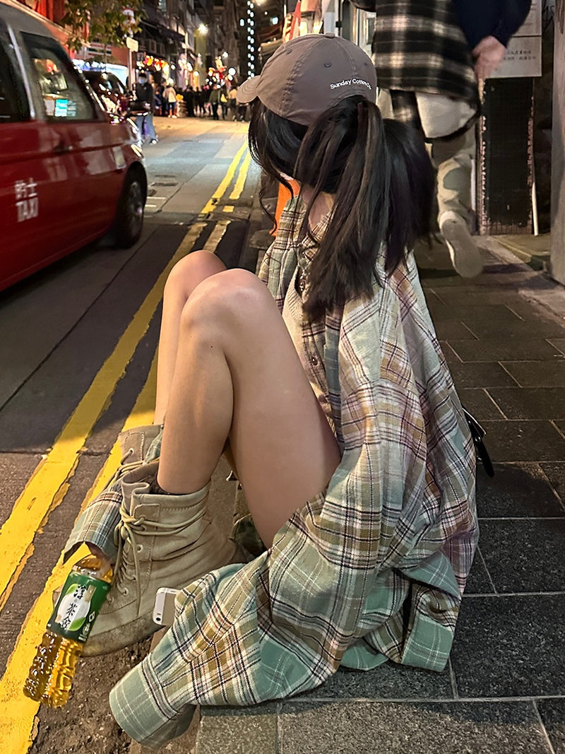 loose check vintage shirt mx0122 