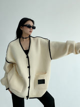 bicolor loose cardigan mx0065 