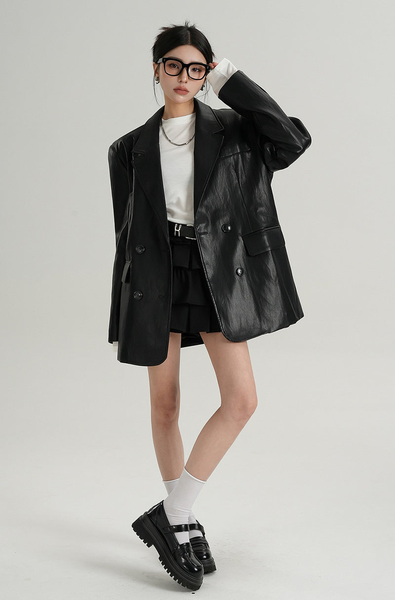 loose leather jacket mx0115 