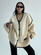bicolor loose cardigan mx0065 