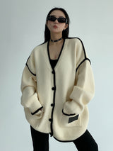 bicolor loose cardigan mx0065 
