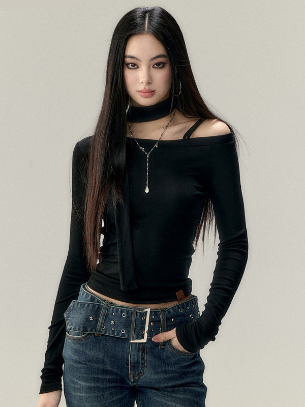 one shoulder strap korean tops mx0106 