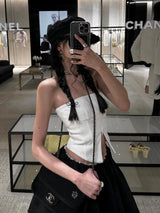 V-cut white tube top mx0125 