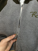 high neck bicolor zip-up knit mx0044 