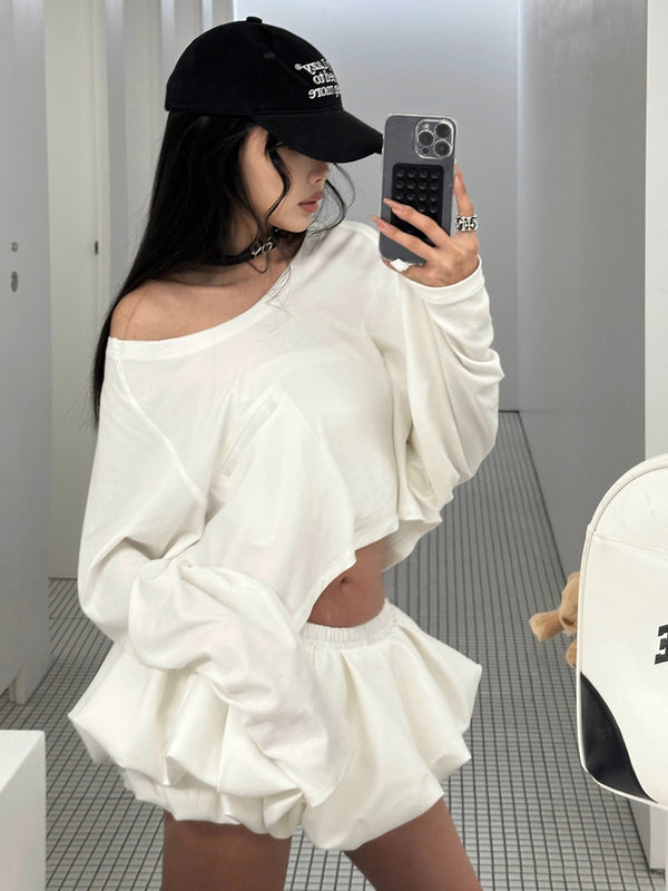 one-shoulder short cut shirt mx0124