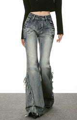 low rise distressed washed denim pants mx0121 