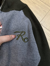 high neck bicolor zip-up knit mx0044 