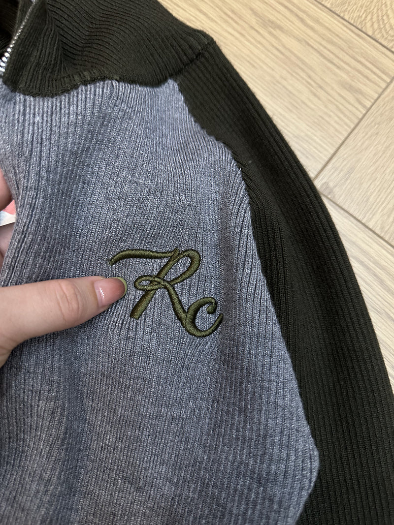 high neck bicolor zip-up knit mx0044 