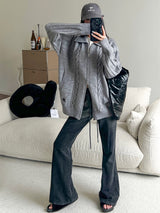 twisted lapel zip-up cardigan mx0077 
