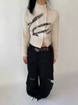 painted asymmetric knit tops mx0069
