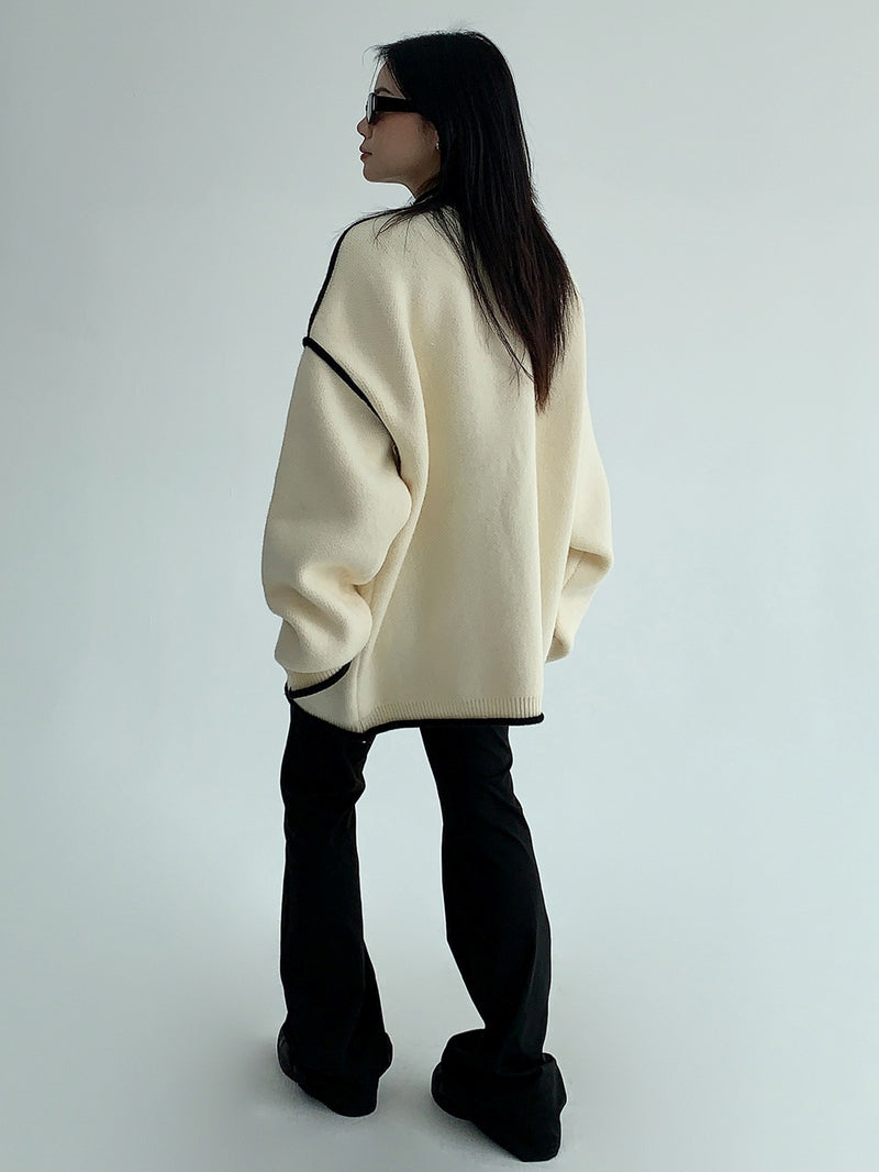 bicolor loose cardigan mx0065 