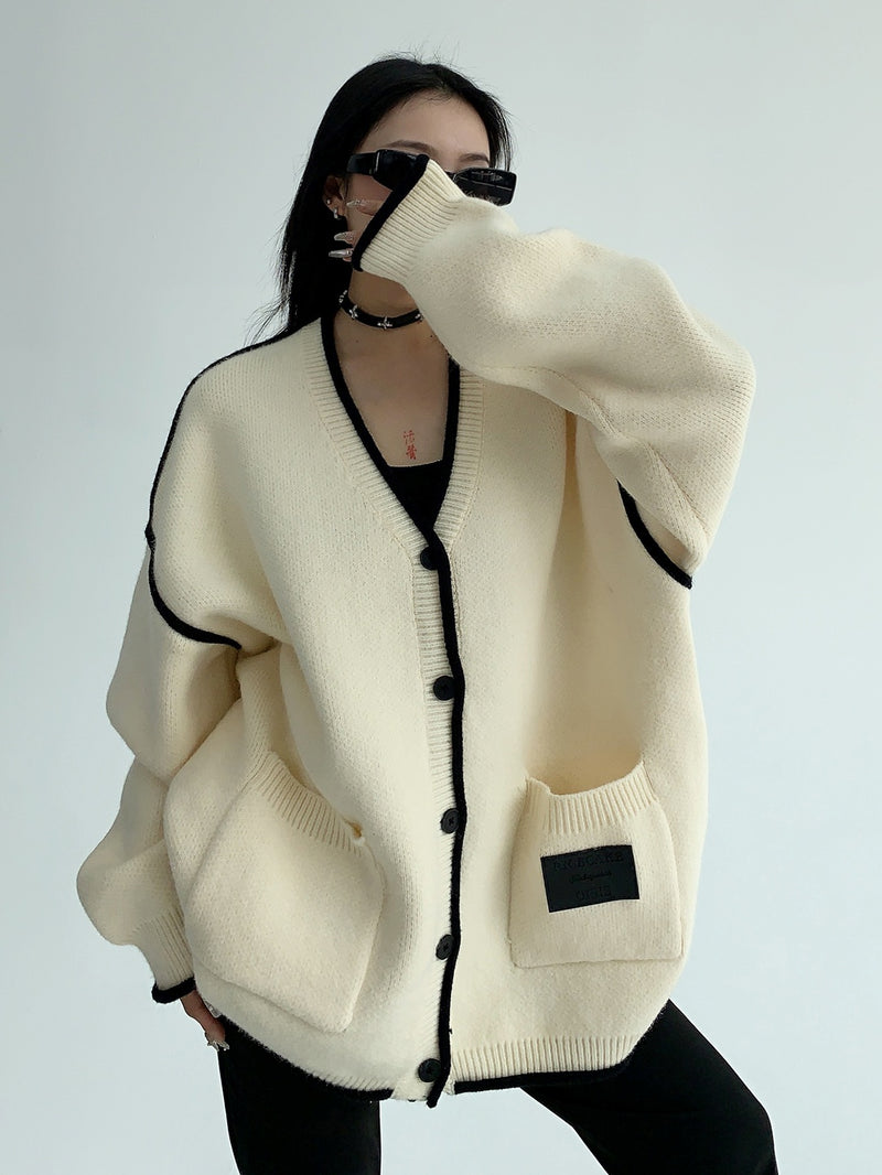 bicolor loose cardigan mx0065 