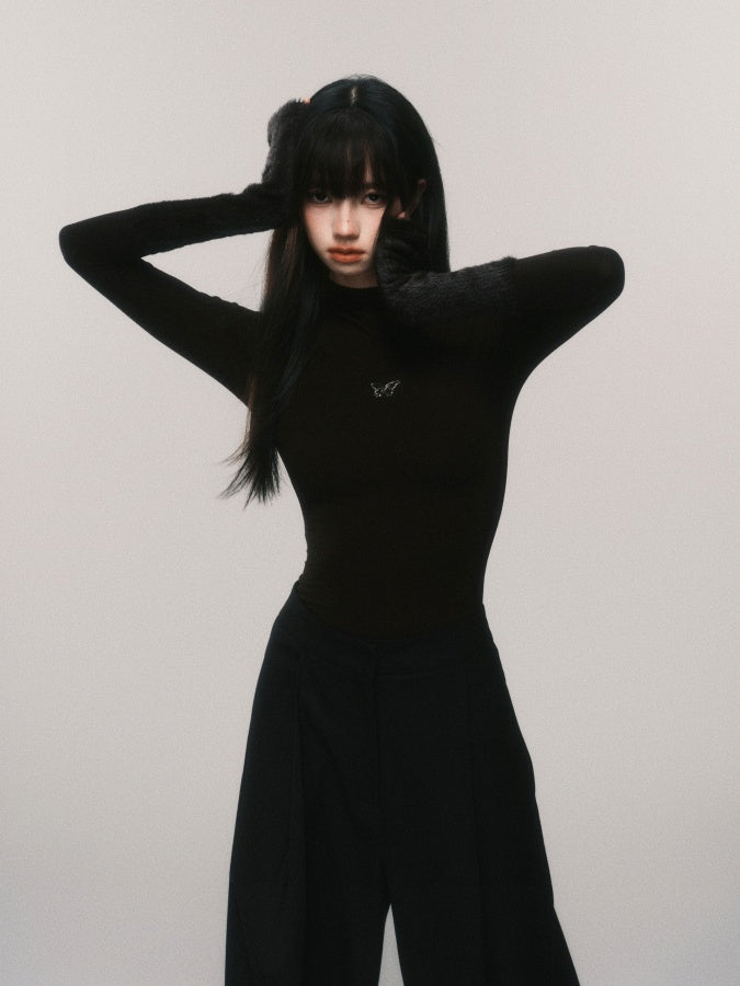 butterfly icon high neck cut and sew mx0075 