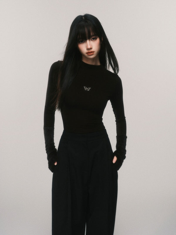 butterfly icon high neck cut and sew mx0075 